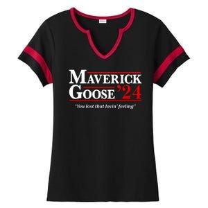 Maverick Goose 24 2024 Election Maverick For President USA Pilot 2024 Ladies Halftime Notch Neck Tee