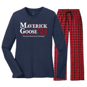 Maverick Goose 24 2024 Election Maverick For President USA Pilot 2024 Women's Long Sleeve Flannel Pajama Set 