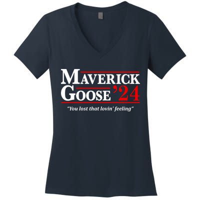 Maverick Goose 24 2024 Election Maverick For President USA Pilot 2024 Women's V-Neck T-Shirt