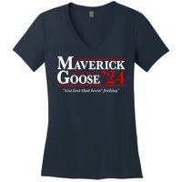 Maverick Goose 24 2024 Election Maverick For President USA Pilot 2024 Women's V-Neck T-Shirt