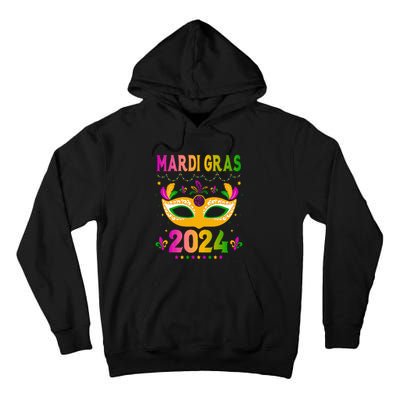 Mardi Gras 2024 Funny Mardi Gras Mask Costume Tall Hoodie