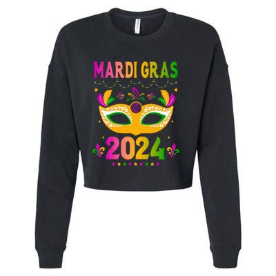 Mardi Gras 2024 Funny Mardi Gras Mask Costume Cropped Pullover Crew