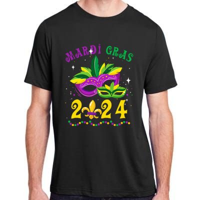 Mardi Gras 2024 Mask Fleur De Lys Beads Nola Carnival Party Adult ChromaSoft Performance T-Shirt