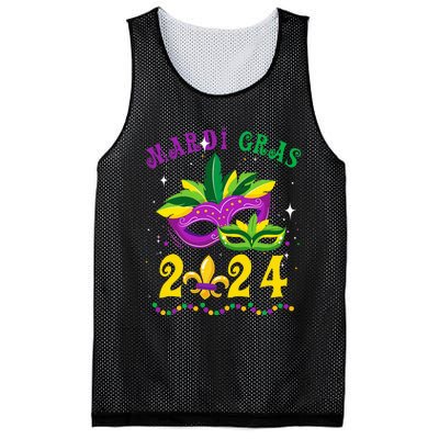 Mardi Gras 2024 Mask Fleur De Lys Beads Nola Carnival Party Mesh Reversible Basketball Jersey Tank