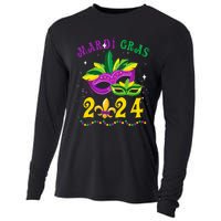 Mardi Gras 2024 Mask Fleur De Lys Beads Nola Carnival Party Cooling Performance Long Sleeve Crew