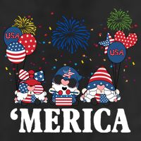Merica Gnome 4th Of July Celebration 7 Panel Mesh Trucker Snapback Hat