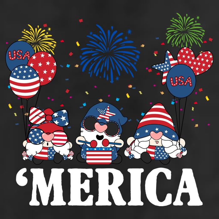 Merica Gnome 4th Of July Celebration 7 Panel Mesh Trucker Snapback Hat