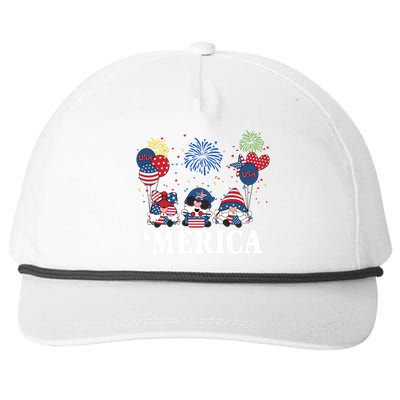 Merica Gnome 4th Of July Celebration Snapback Five-Panel Rope Hat