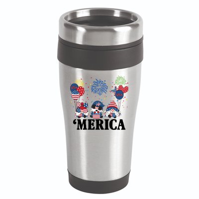 Merica Gnome 4th Of July Celebration 16oz Travel Tumbler