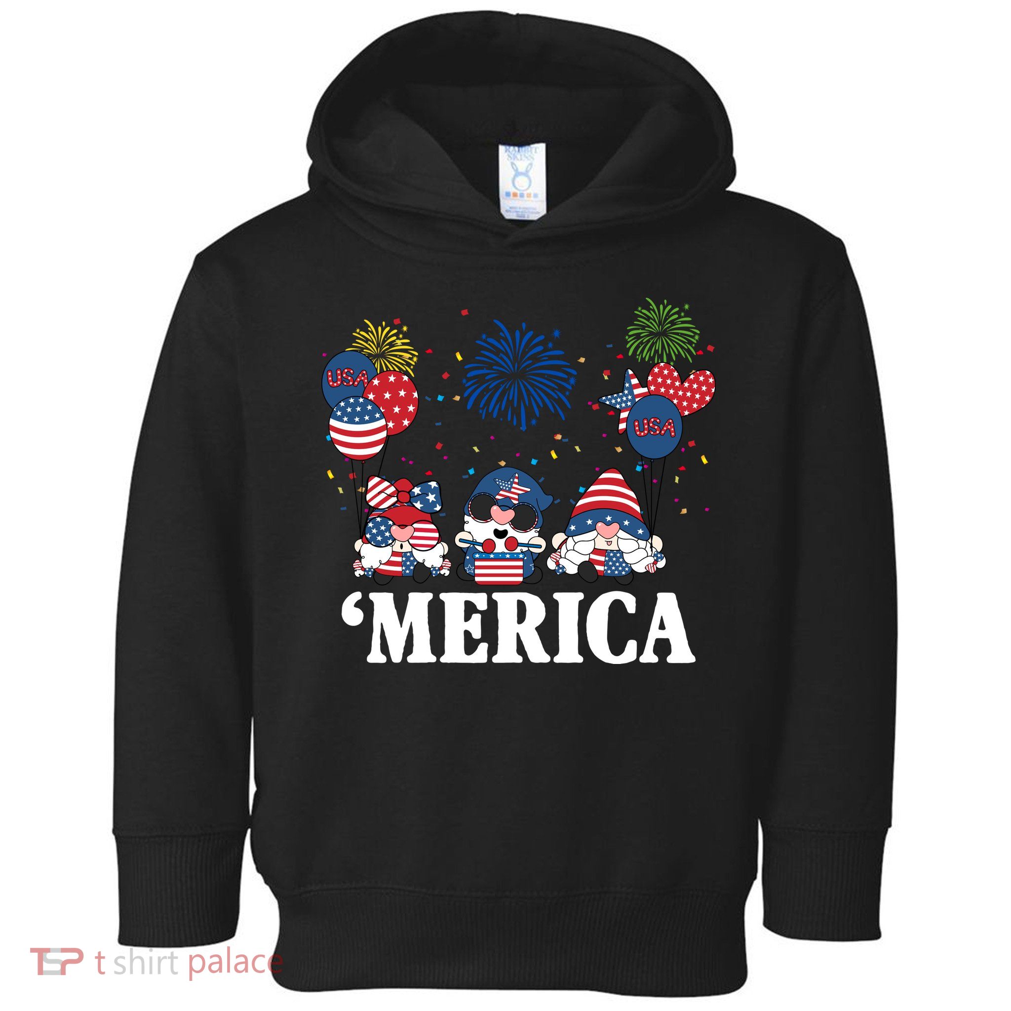 Merica Gnome 4th Of July Celebration Toddler Hoodie