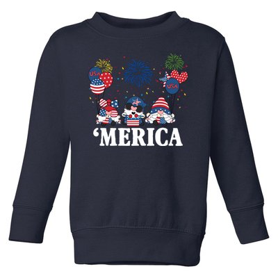 Merica Gnome 4th Of July Celebration Toddler Sweatshirt