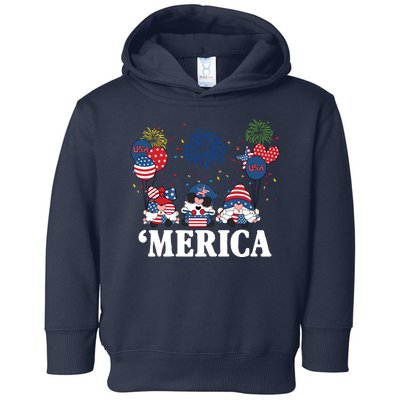 Merica Gnome 4th Of July Celebration Toddler Hoodie