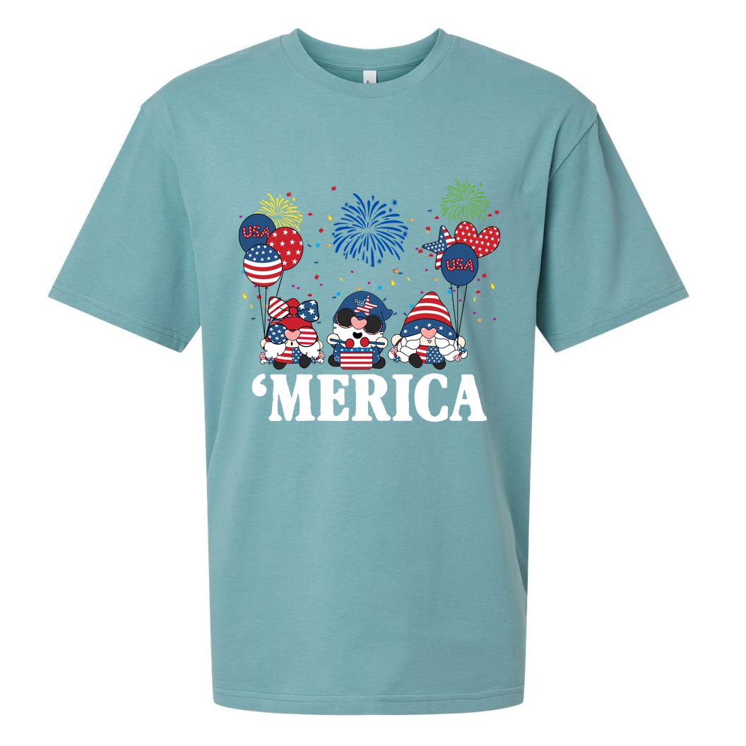 Merica Gnome 4th Of July Celebration Sueded Cloud Jersey T-Shirt