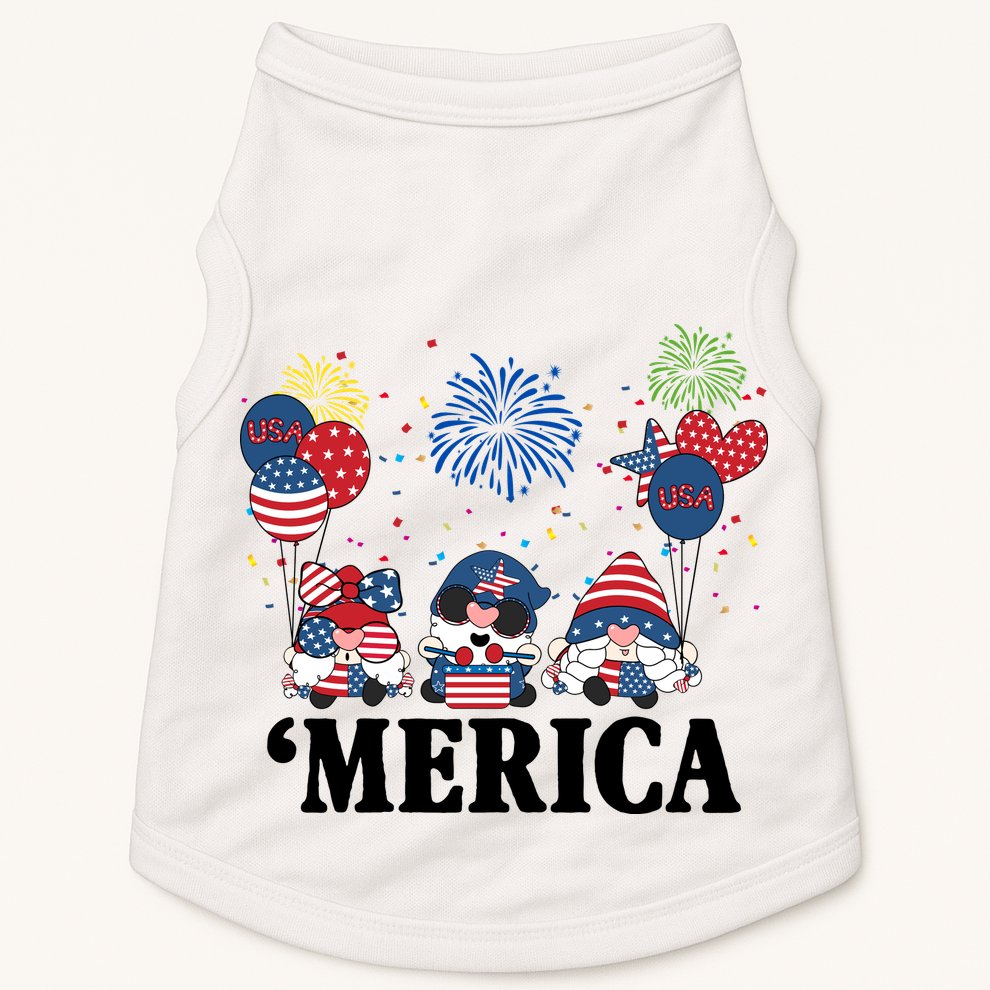 Merica Gnome 4th Of July Celebration Doggie Tank