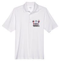 Merica Gnome 4th Of July Celebration Men's Origin Performance Piqué Polo