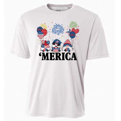 Merica Gnome 4th Of July Celebration Cooling Performance Crew T-Shirt