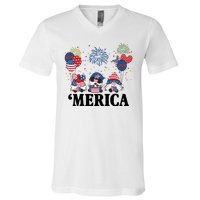 Merica Gnome 4th Of July Celebration V-Neck T-Shirt