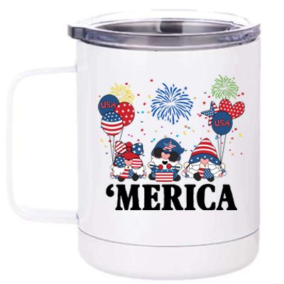 Merica Gnome 4th Of July Celebration 12 oz Stainless Steel Tumbler Cup