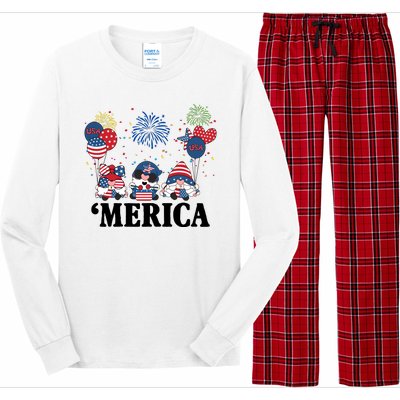 Merica Gnome 4th Of July Celebration Long Sleeve Pajama Set