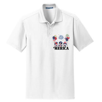 Merica Gnome 4th Of July Celebration Dry Zone Grid Polo