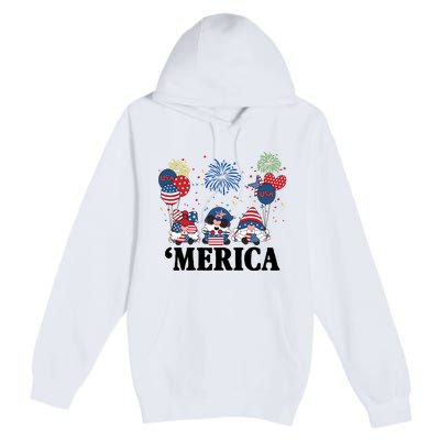 Merica Gnome 4th Of July Celebration Premium Pullover Hoodie