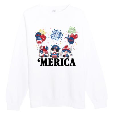 Merica Gnome 4th Of July Celebration Premium Crewneck Sweatshirt