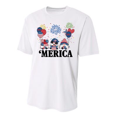 Merica Gnome 4th Of July Celebration Performance Sprint T-Shirt