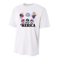 Merica Gnome 4th Of July Celebration Youth Performance Sprint T-Shirt