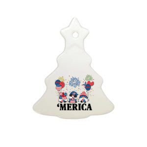 Merica Gnome 4th Of July Celebration Ceramic Tree Ornament