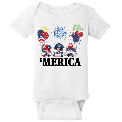 Merica Gnome 4th Of July Celebration Baby Bodysuit