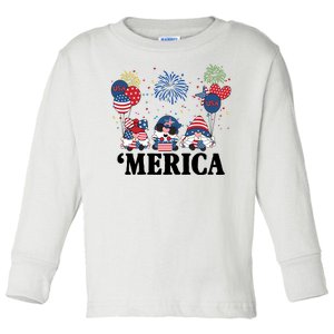 Merica Gnome 4th Of July Celebration Toddler Long Sleeve Shirt