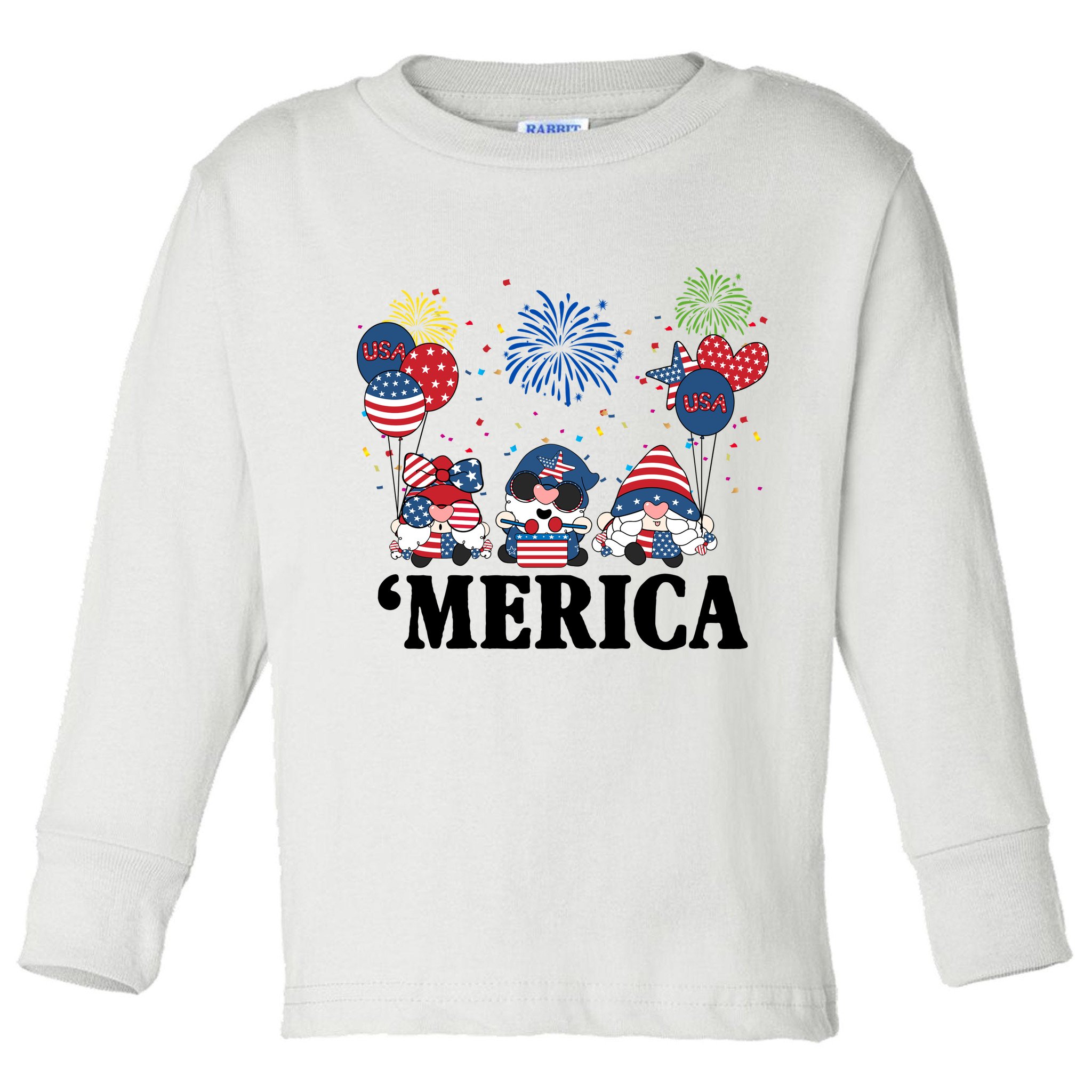 Merica Gnome 4th Of July Celebration Toddler Long Sleeve Shirt