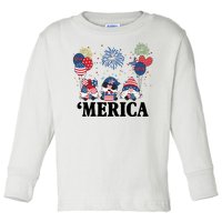 Merica Gnome 4th Of July Celebration Toddler Long Sleeve Shirt