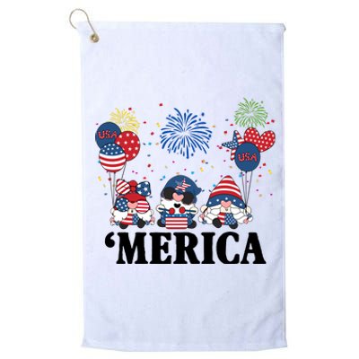 Merica Gnome 4th Of July Celebration Platinum Collection Golf Towel