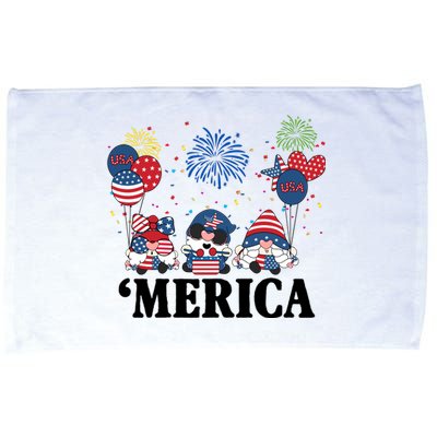 Merica Gnome 4th Of July Celebration Microfiber Hand Towel