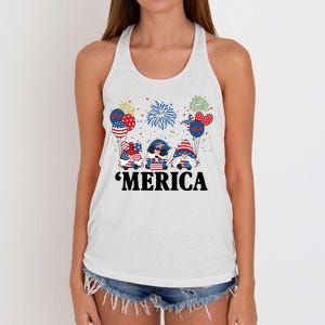 Merica Gnome 4th Of July Celebration Women's Knotted Racerback Tank