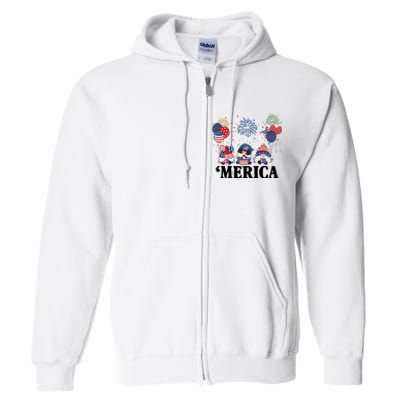 Merica Gnome 4th Of July Celebration Full Zip Hoodie