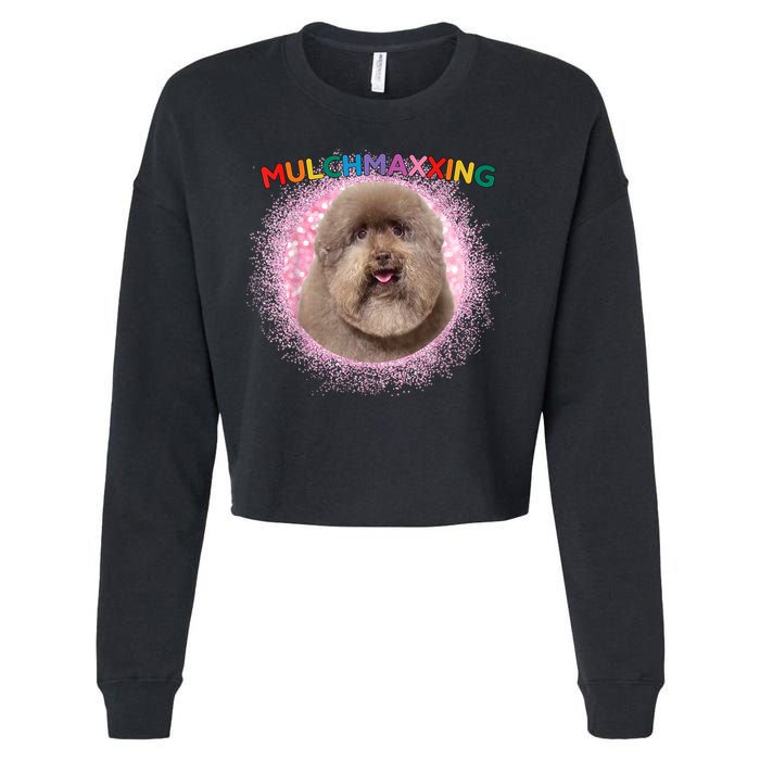 Mulch Gang 4 Life Mulchmaxxing Puppy Dog Meme For Dog Lovers Cropped Pullover Crew