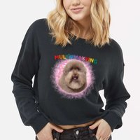 Mulch Gang 4 Life Mulchmaxxing Puppy Dog Meme For Dog Lovers Cropped Pullover Crew
