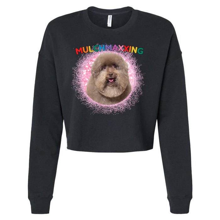 Mulch Gang 4 Life Mulchmaxxing Puppy Dog Meme For Dog Lovers Cropped Pullover Crew