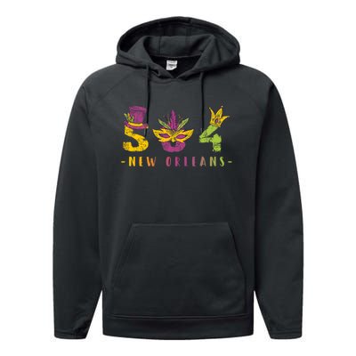 Mardi Gras 504 Nola New Orleans Louisiana La Performance Fleece Hoodie