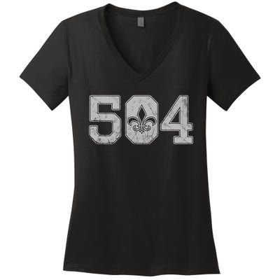 Mardi Gras 504 T Nola New Orleans Louisiana La 2019 Women's V-Neck T-Shirt