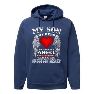 My Guardian Angel Son! Repass In Remembrance Gift Performance Fleece Hoodie