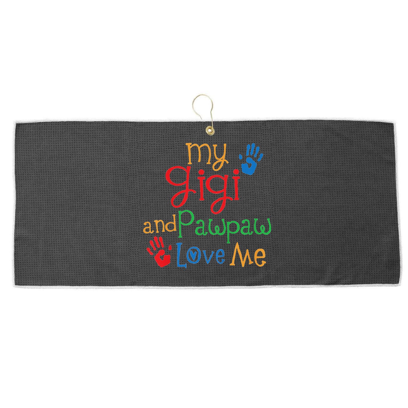 My Gigi And Pawpaw Love Me Large Microfiber Waffle Golf Towel