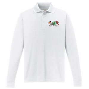 Mardi Gras Alligator Pelican Crawfish Performance Long Sleeve Polo