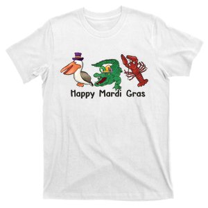 Mardi Gras Alligator Pelican Crawfish T-Shirt