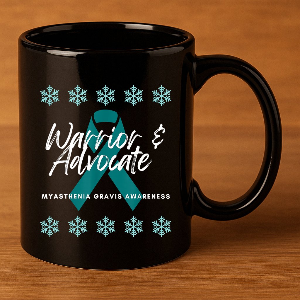Myasthenia Gravis Awareness Teal Ribbon Warrior Advocate 11oz C Handle Ceramic Mug