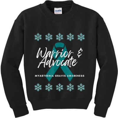 Myasthenia Gravis Awareness Teal Ribbon Warrior Advocate Kids Sweatshirt