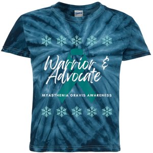 Myasthenia Gravis Awareness Teal Ribbon Warrior Advocate Kids Tie-Dye T-Shirt