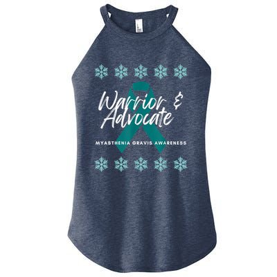 Myasthenia Gravis Awareness Teal Ribbon Warrior Advocate Women's Perfect Tri Rocker Tank
